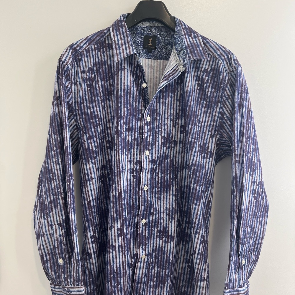 Men's Blue Patterned Shirt